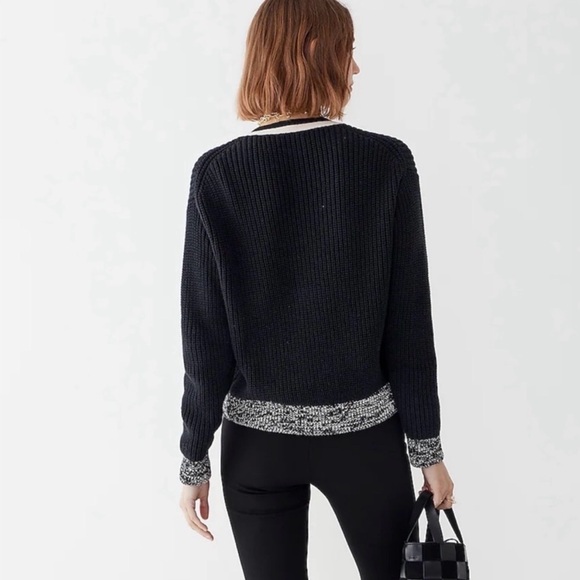 J. Crew Front Pocket Lady Cotton Cardigan Sweater Black Knit Preppy Classic Chic - Picture 3 of 14